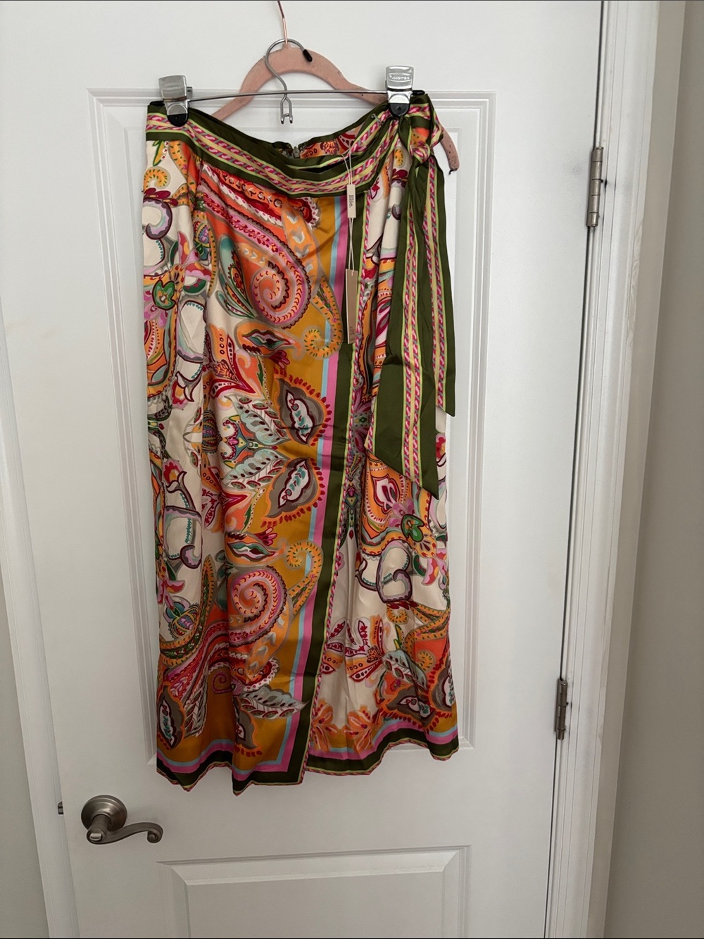 Colorful Paisley Wrap Skirt in Mustard, Olive & Cream